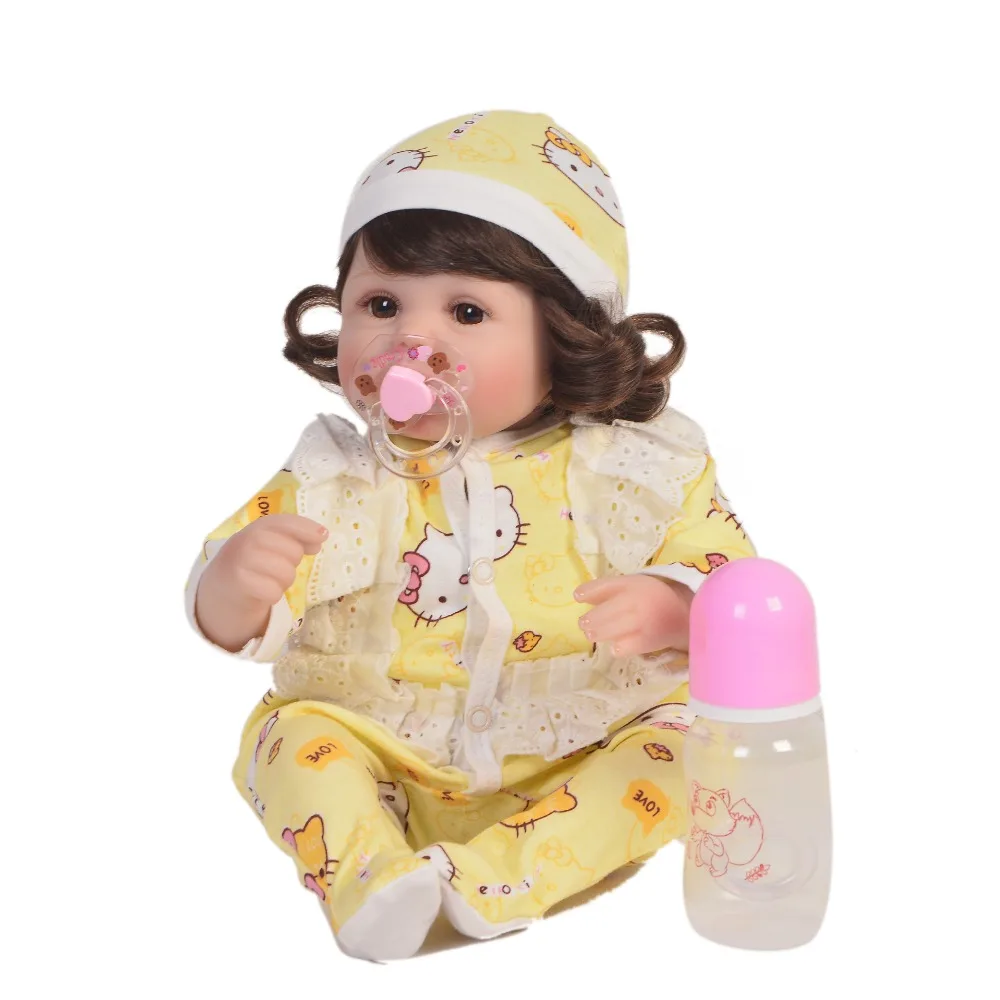 Силиконовые куклы Bebes reborn игрушки для детей подарок 18 "42 см кудрявые волосы
