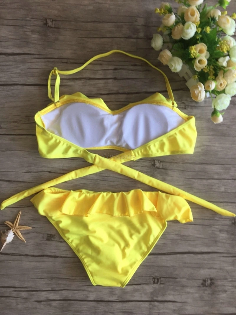 Aipbunny Сексуальный Топ бандо и рюшами комплект бикини оборки Maillot De Bain Femme ванный комплект купальники Для женщин купальник Mayo бикини