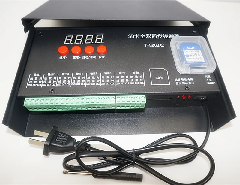 Светодиодный контроллер T8000 для sd карты полноцветный WS2801 WS2811 LPD8806 APA102 8192 пикселей
