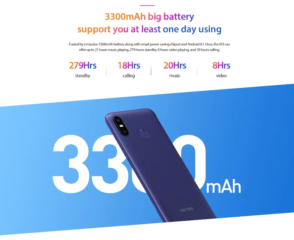 Телефон Vernee M3, 5,5 дюймов, 3 ГБ ОЗУ, 32 Гб ПЗУ, две камеры, ультра тонкий, для лица, ID, 13 МП+ 5 МП, Android 8,1, мобильные телефоны
