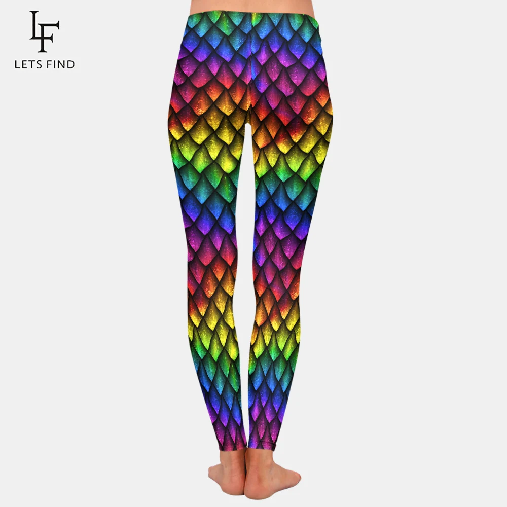 

2019 Women New Design Cnob Dragon Scales Leggings Fashion Sexy Coloful Women High Elasticity Workout Leggings Plus Size
