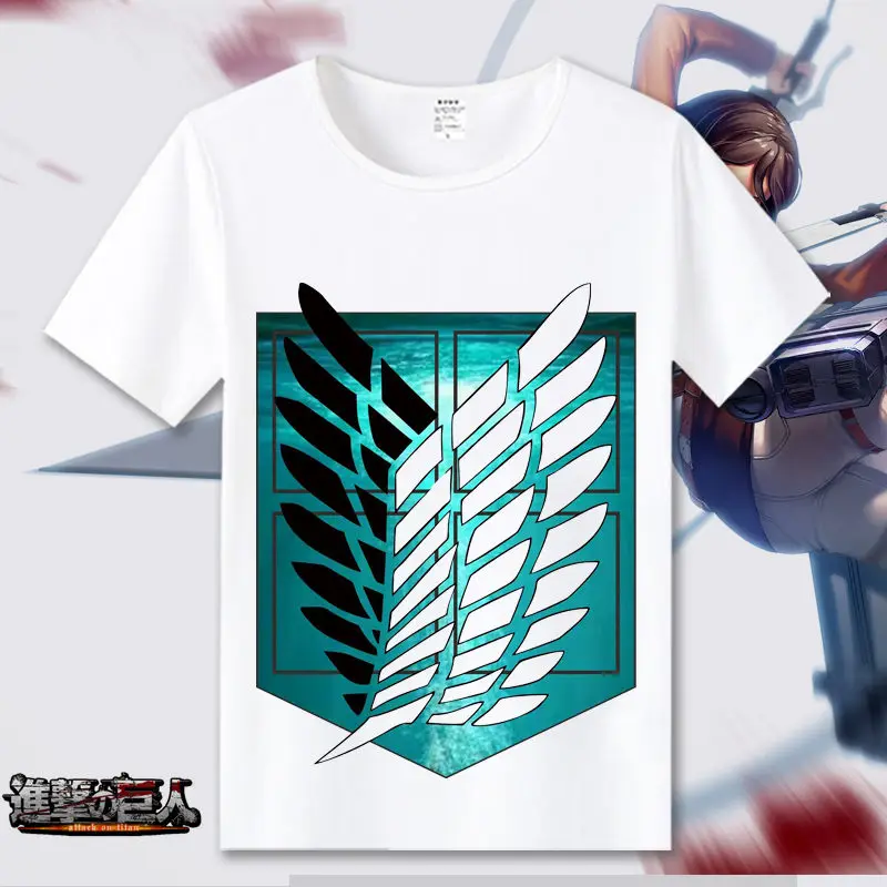 Attack on Titan Cosplay T Shirt Scout Regiment Summet T-Shirt Shingeki no Kyojin Recon Corps Top Tee Halloween Cosplay Costume