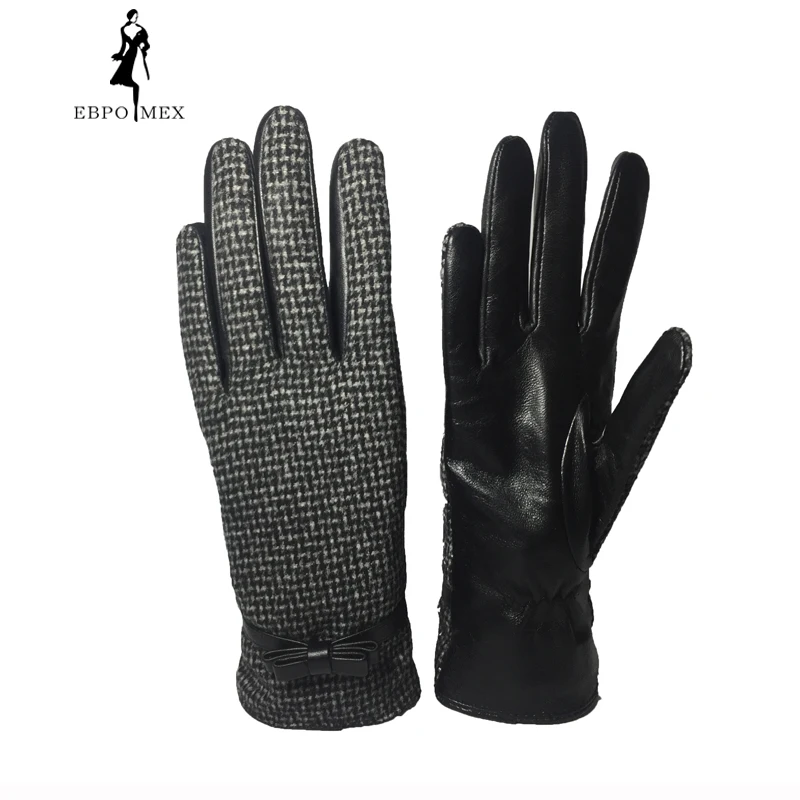 

2018 Fashion leather gloves lattice leather gloves women classic genuine leather gloves leather gloves women winter