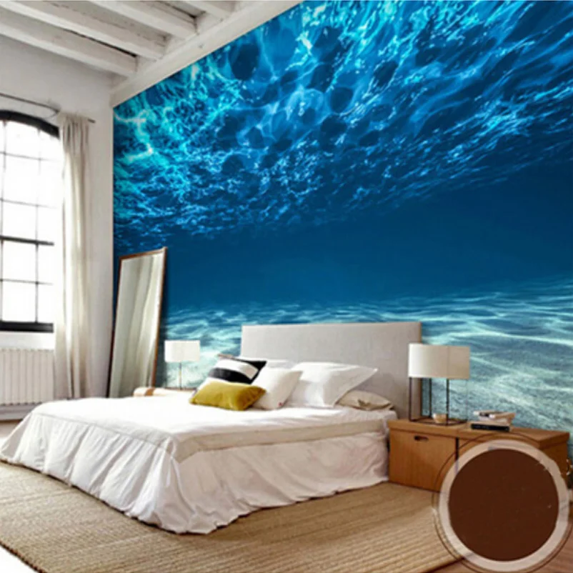Фотообои 3D стерео синяя морская вода Настенные обои для столовой гостиной