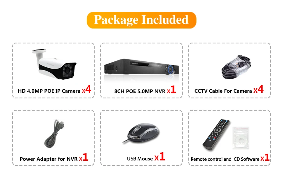 H.265 4CH POE NVR комплект 4MP CCTV камера система 4X5MP 4 Открытый ватердоказательство IP66