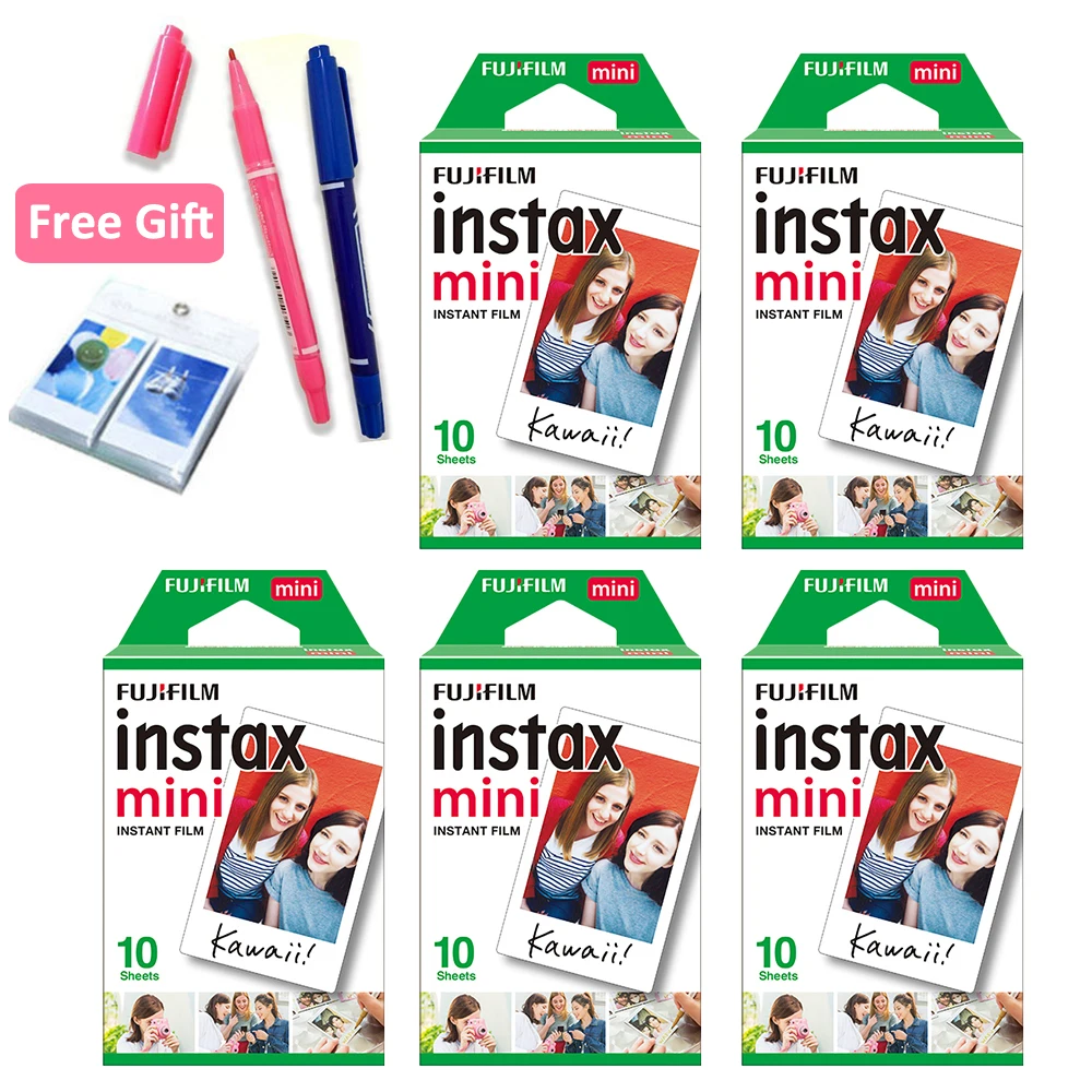 50 листов белая пленка Fujifilm Instax Mini 8 + Бесплатный подарок один альбом и 2 ручки для