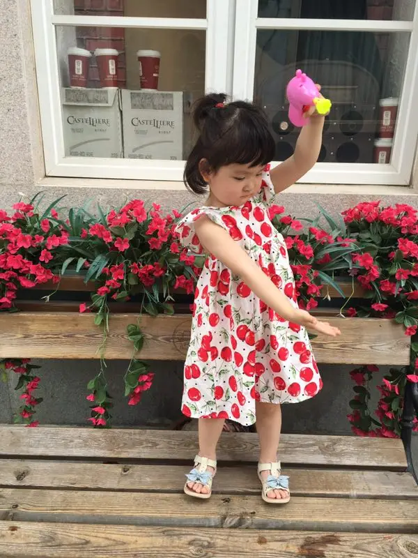 ShiJ Baby Girls Dress Summer Kids Outfits Cherry Sundress | Детская одежда и обувь