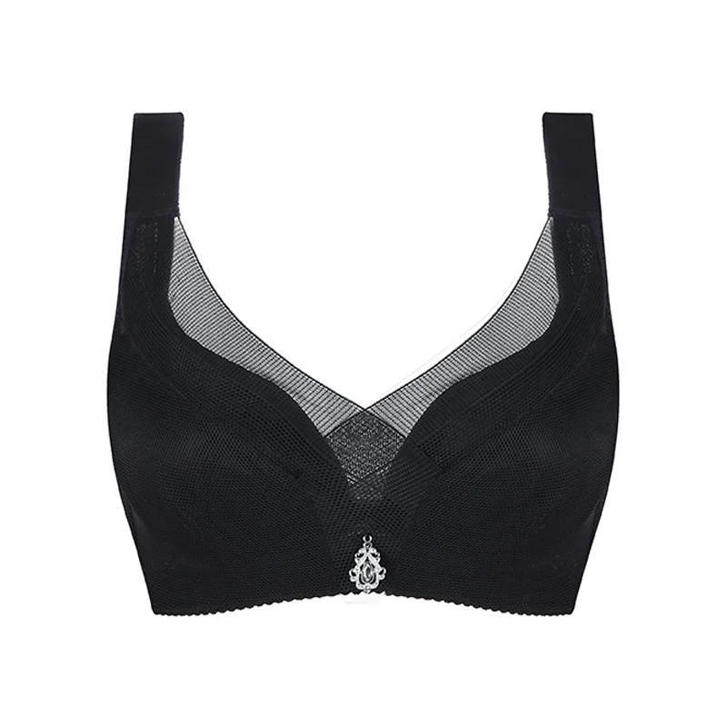 Black Perfering плюс Размеры бюстгальтера без косточек Push Up кружевные бюстгальтеры для Для женщин минимайзер пикантные большой белье Большой Нижнее белье 3/4 C D DD - Цвет: Black