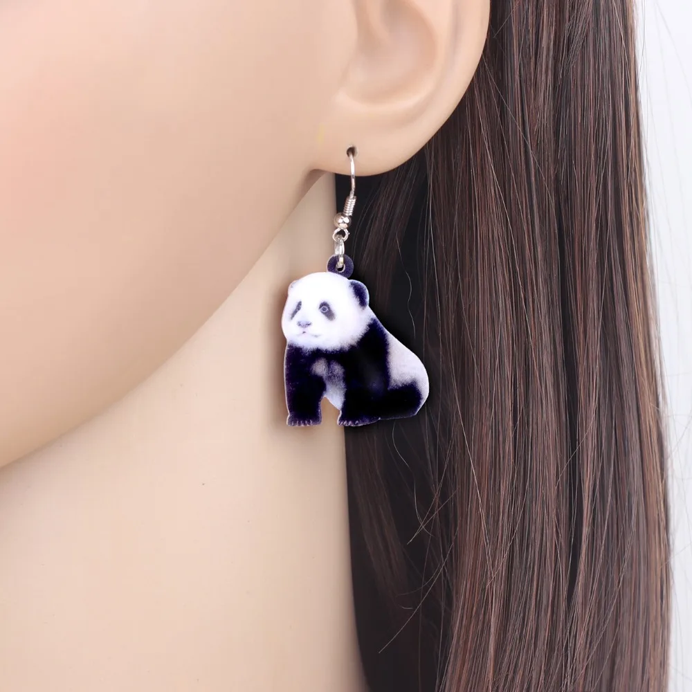 Бонсни акриловые уникальные милые серьги с пандой в стиле аниме, с плавающими подвесками, большие длинные украшения с животными для женщин, девочек, дам, подростков, аксессуары для детей.