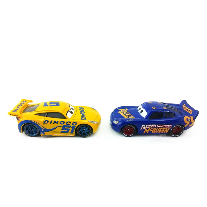 Машинки Диснея Pixar сказочные машинки Lightning Mcqueen & Dinoco Cruz Ramirez металлические Литые