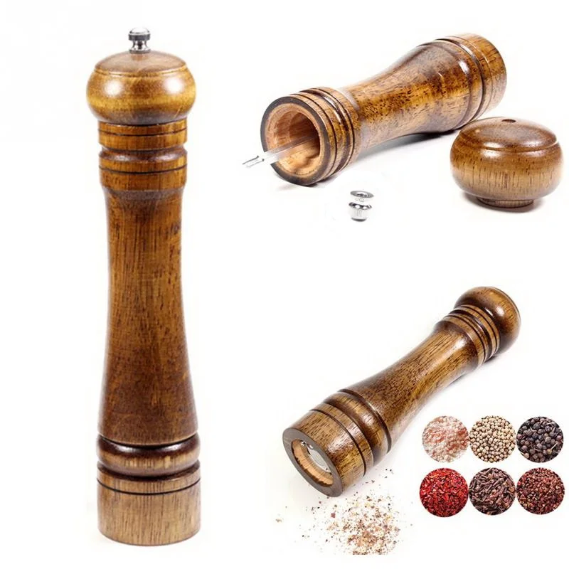 8&quot Salt and Pepper Mill Solid Wood with Strong Adjustable Ceramic Grinder Kitchen Tools|Мельницы| |