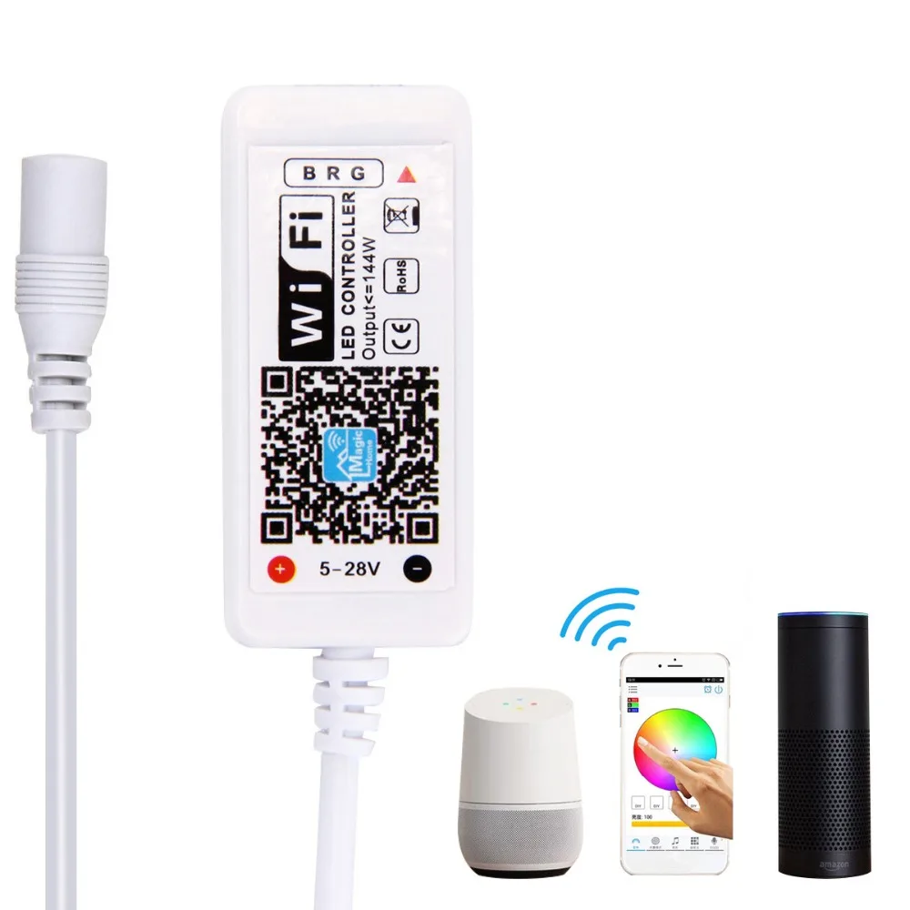 16 миллионов цветов RGB контроллер DC 5 в 12 В 24 В умный беспроводной Wi-Fi Alexa приложение таймер пользовательский музыкальный диммер для RGB Светодиодные полосы света