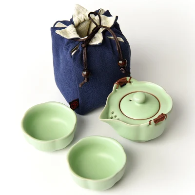 Chinese Travel Kung Fu Tea Set coffee setsCeramic Portable Teacup Porcelain Service Gaiwan Tea Cups Mug of Tea Ceremony Teapot - Цвет: Fast cup-C