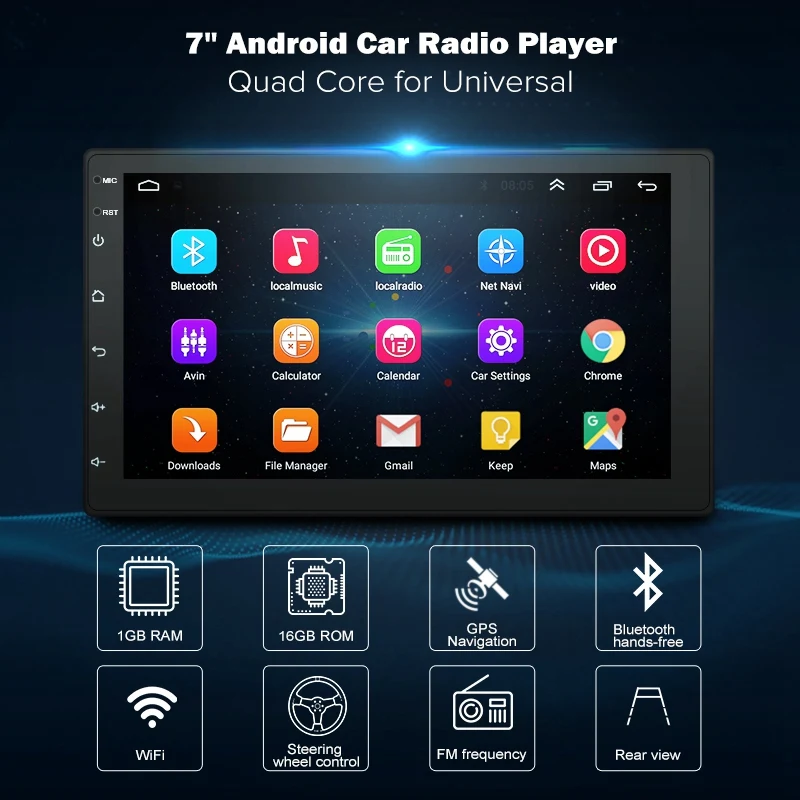 7 дюймов Android8.1 2 Din автомобильный DVD Радио мультимедийный плеер gps навигация универсальный для Ni-ssan peugeot toyota doble Din Авторадио