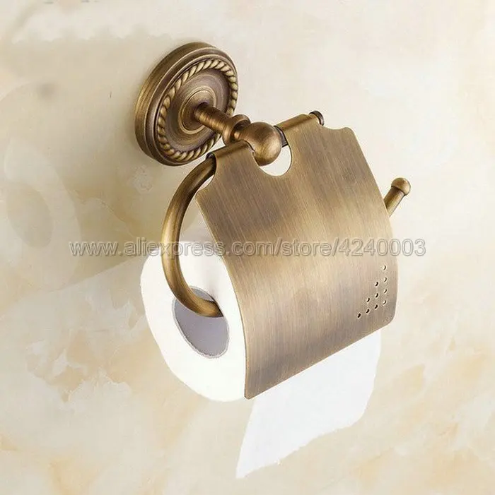 Toilet Paper Holder Античный латунный аксессуар для ванной комнаты, Полка для полотенец, держатель для полотенец, держатель для бумаги, тканевый крючок, аксессуар для ванной комнаты, настенный Kxz005 - Цвет: Toilet Paper Holder
