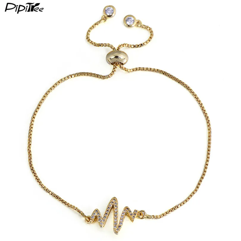 Браслет Pipitree с фианитами ПАВЕ молния электрокардиограмма классическое