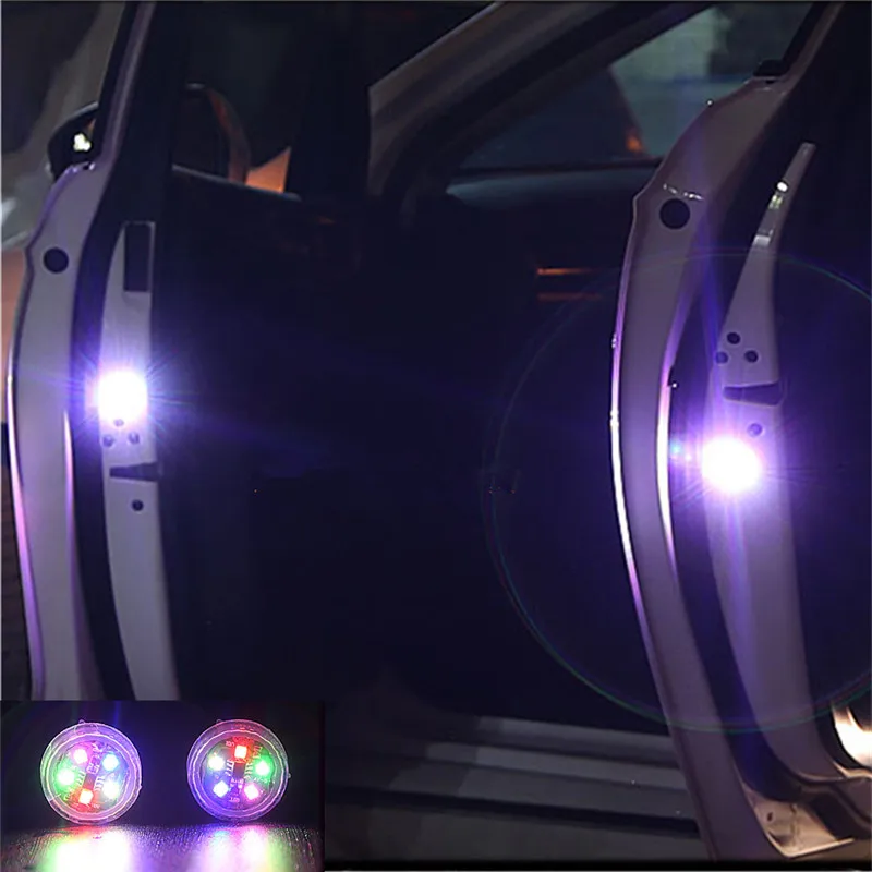 2 pieces RGB 2 шт. 5 светодиодов автомобиля открывания двери Предупреждение лампа индикации безопасности анти-столкновения сигнальный светильник стояночные огни автомобиля украшение для двери лампы - Испускаемый цвет: 2 pieces RGB