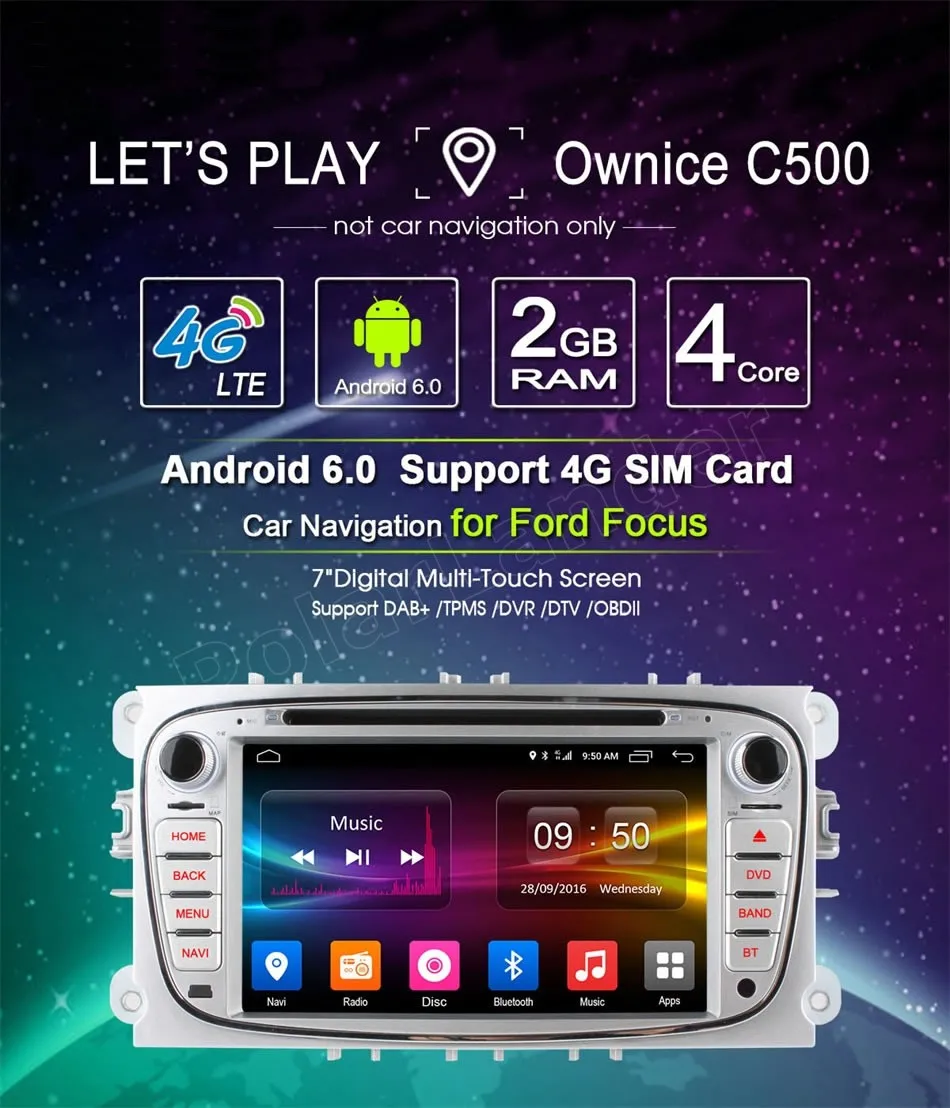 Четырехъядерный Android 6 0 Автомобильный DVD GPS плеер для FORD Mondeo S MAX подключение FOCUS 2 2008