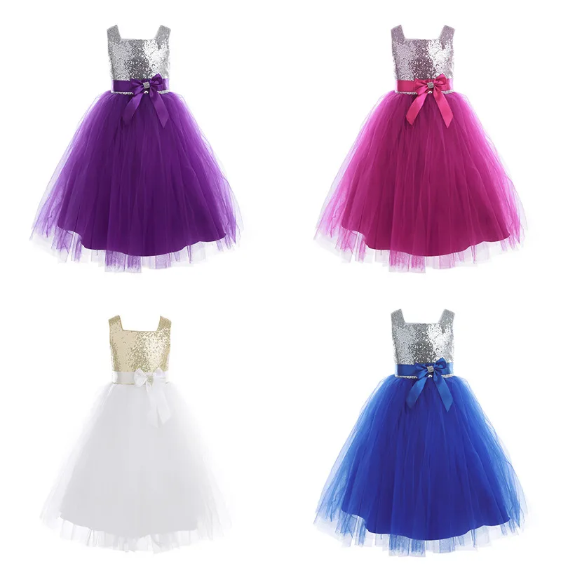 Официальное Платье для девочек с голубыми цветами и лепестками Пышные свадебные