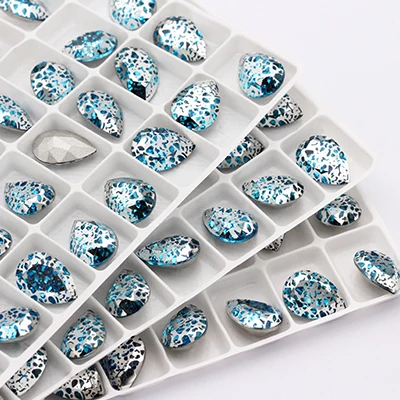 Aquamarine YP Тип Необычные патина слезы Стразы стеклянные украшения Стильный Кристалл Стразы для платья украшения одежды аппликация - Цвет: Aquamarine YP