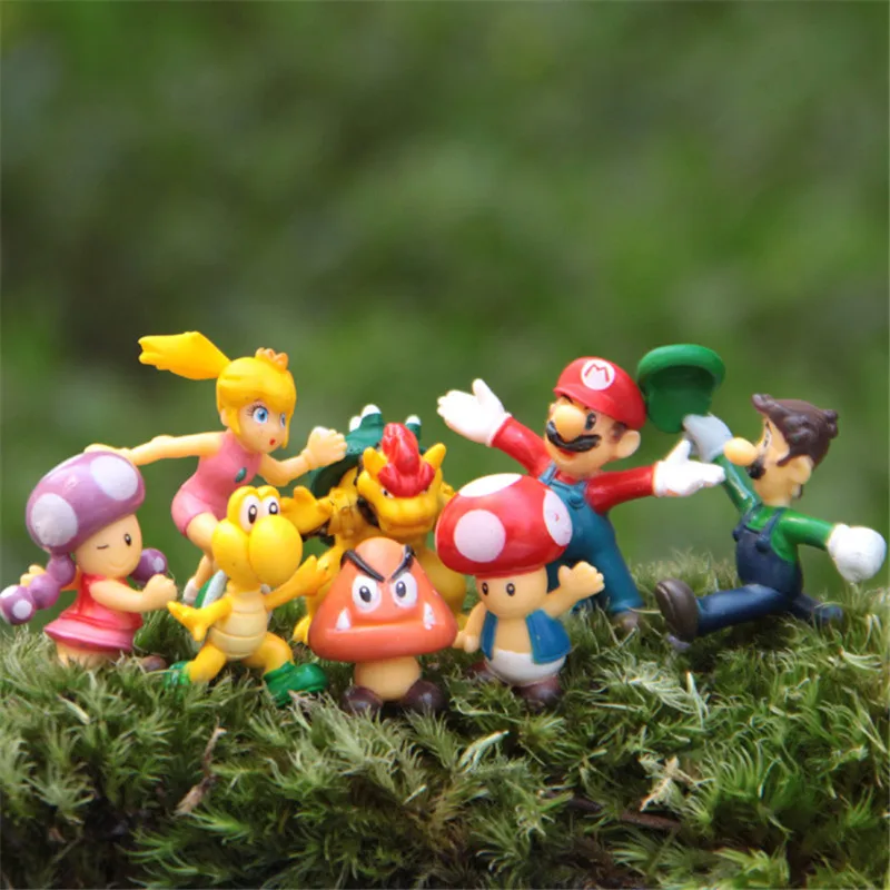 8 шт./компл. Super Mario Bros Фигура Луиджи Марио Боузер Купа король Фигурки Игрушка для