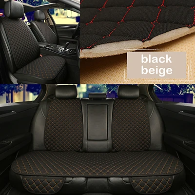 black beige 1 set XWSN льняная подушка для сиденья автомобиля подходит для 99% автомобиля четыре сезона универсальные удобные и дышащие автомобильные аксессуары - Название цвета: black beige 1 set