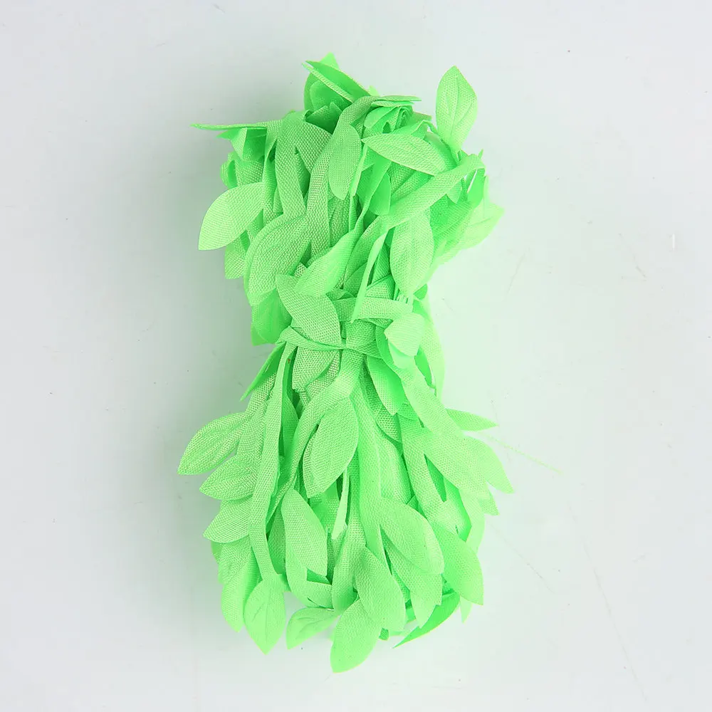 Fluorescent Green 5 м шелковая лента в виде листьев дерева, искусственный цветок для украшения свадебной вечеринки, ручной работы, подарок, венок, товары для домашнего декора, искусственный цветок - Цвет: Fluorescent Green