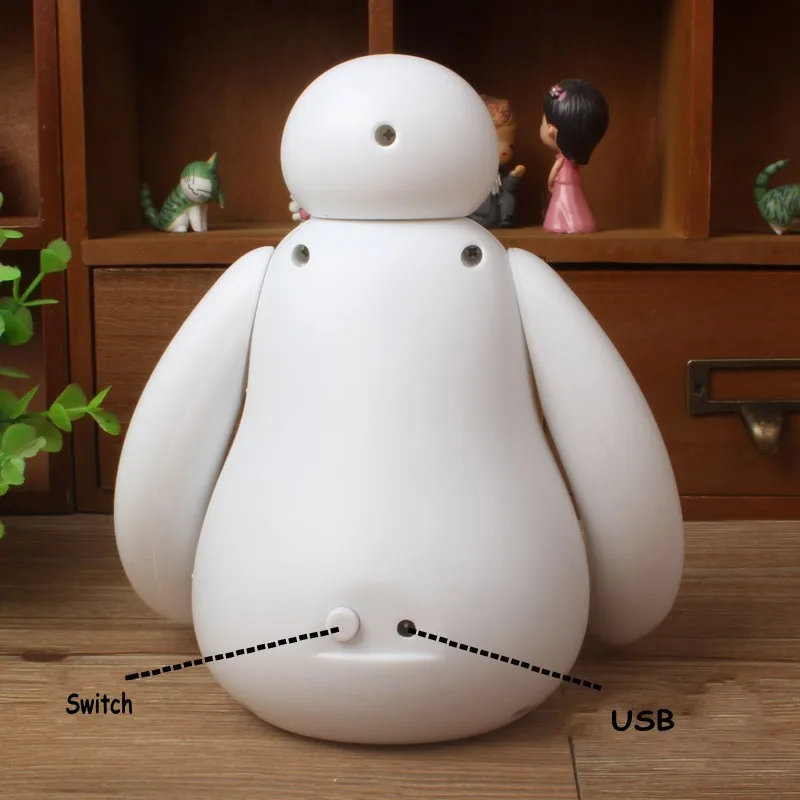 FENGLAIYI, герой 6, Baymax, милый, белый, RGB, перезаряжаемый, USB, светодиодный, Ночной светильник, для украшения дома, на день рождения/Рождество, подарки, лампа для детей