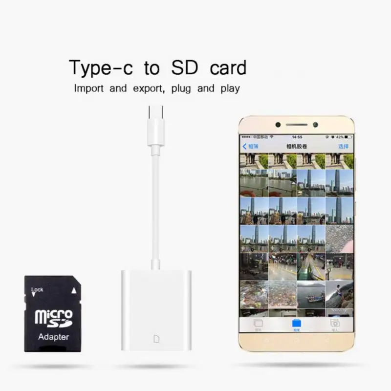 ПВХ Plug and play камера видео конвертер Type C к SD кард ридер адаптер Разъем для