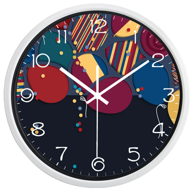 Креативные Мультяшные настенные часы с веселым воздушным шаром стеклянная