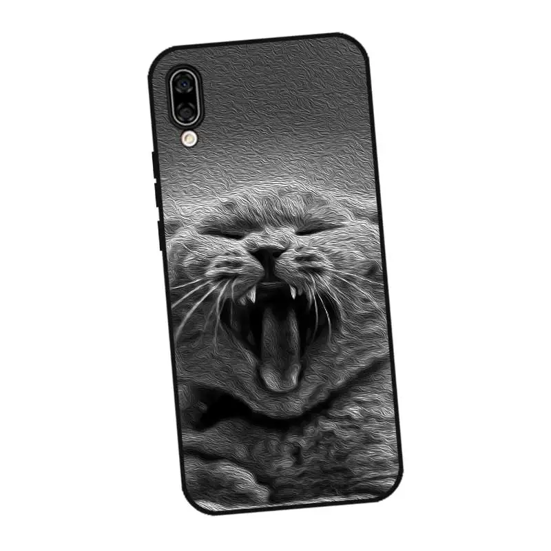 N285 Cats Cute Black Silicone Case Cover For Huawei Honor 6A 6C 6X 7C 7X 8 Lite Pro |