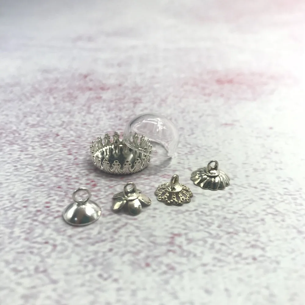 5 шт./лот 15 мм Cllear полустеклянный шар пузырьковый с серебряным/бронзовым лотком