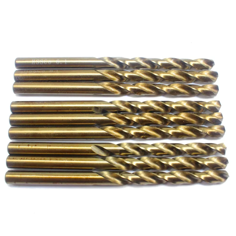 10PCS Twist Drill Bits 6.1 6.2 6.3 6.4 6.5 6.6 6.7 6.8 6.9 7mm HSS-CO M35 Cobalt Steel Straight Shank For Stainless | Инструменты