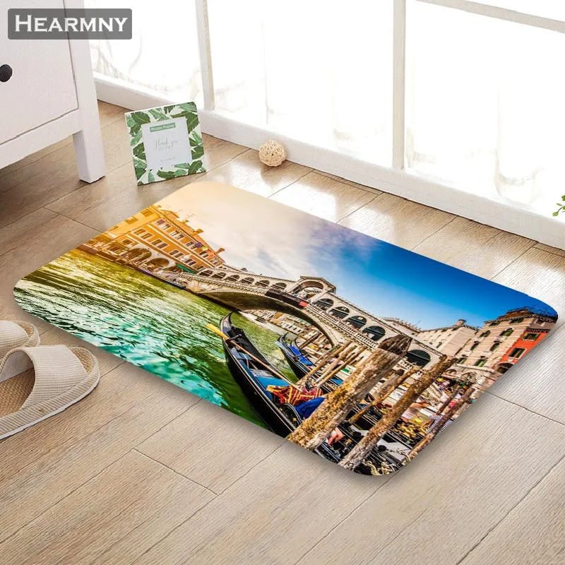 

Custom Venice Doormat Floor/Bath/Kitchen/Beach Mat Flannel Sponge Fabric 3D Printed Shaggy Decoration For Bedroom