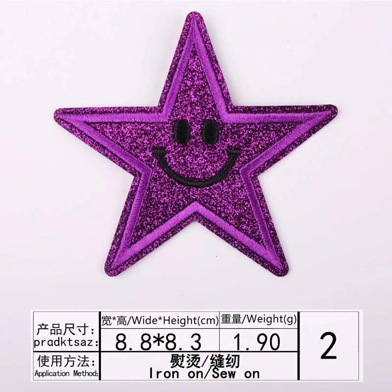 Значки со звездами вышитые железные на Заплатке блестящие аппликации смайлик