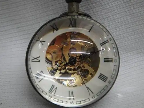 Рабочий китайский винтажный латунный стеклянный Карманный часовой шар часы|clock