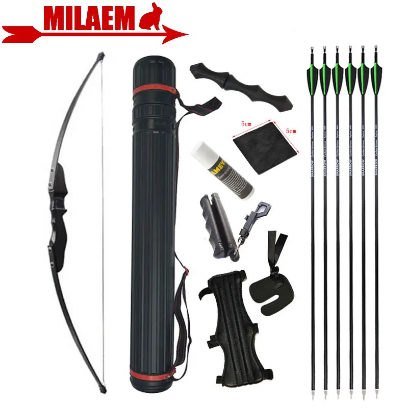 

1Set 30/40lbs Archery Recurve Bow Carbon Arrow Arrow Quiver Arrow Rest Finger/Arm Guard Bow Arrow Hunting Shooting Accessories