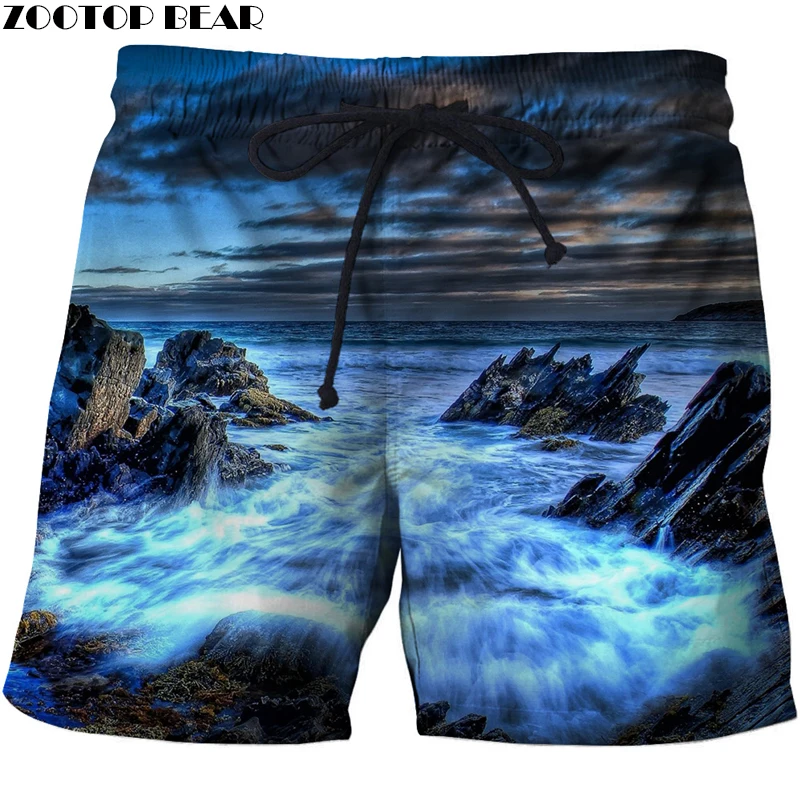 

Running Men T Short Quick Dry Bodybuilding Breathable 3D Printer Clothing Short Summer Elastic Waist CoconutPalm Tree Beach Male