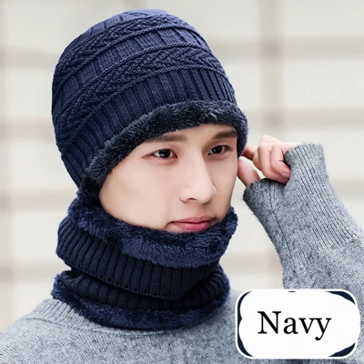 navy blue Шапка+ нагрудник для мужчин и женщин, зимняя Лыжная маска для лица, женская маска для верховой езды, холодная теплая маска для езды на электрическом автомобиле, ветрозащитный капюшон с бархатом Neri - Цвет: navy blue