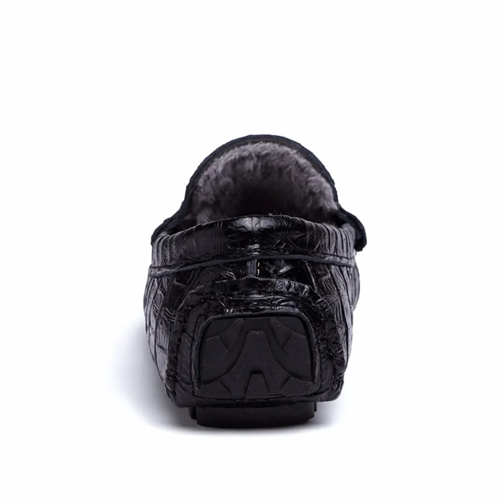 Повседневная кожаная обувь Для мужчин S Зимняя Теплая Шерсть Лоферы для вождения