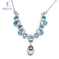 tbjluxury excellent necklace with natural apatite and tourmaline gemstone in 925 sterling silver fashion jewelry for party wear