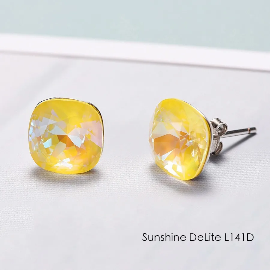 L141D Crystals From Swarovski Stud Earrings For Women New Fashion Sterling silver Earrings Piercing Earring Elegant Wedding Jewelry - Окраска металла: L141D