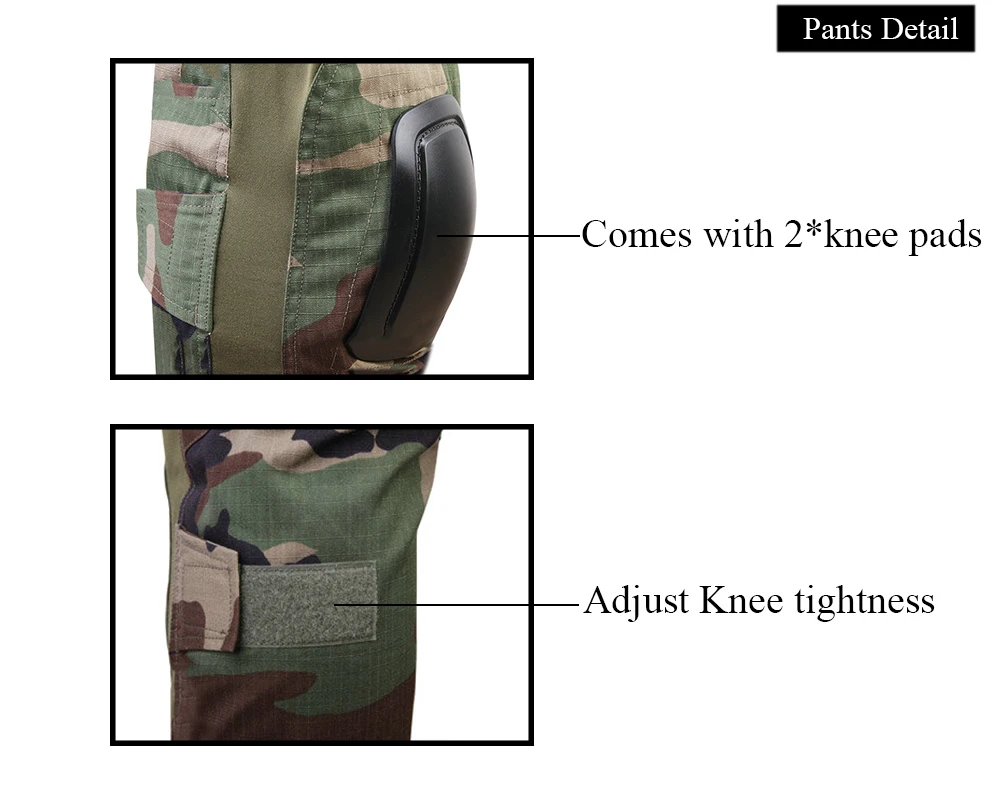 Emersongear боевая униформа охотничья одежда камуфляж Ghillie костюм emerson Лесной тактические брюки с наколенниками EM6974