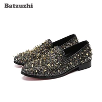 batzuzhi handmade mens shoes spikes shoes men brand designers party dress shoes rivets rock runway party erkek ayakkabi us12