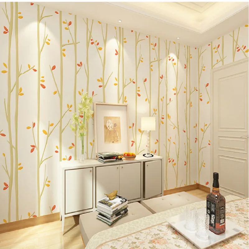 Высокое качество тканевые Настенные обои современные лесные ветви дерева с