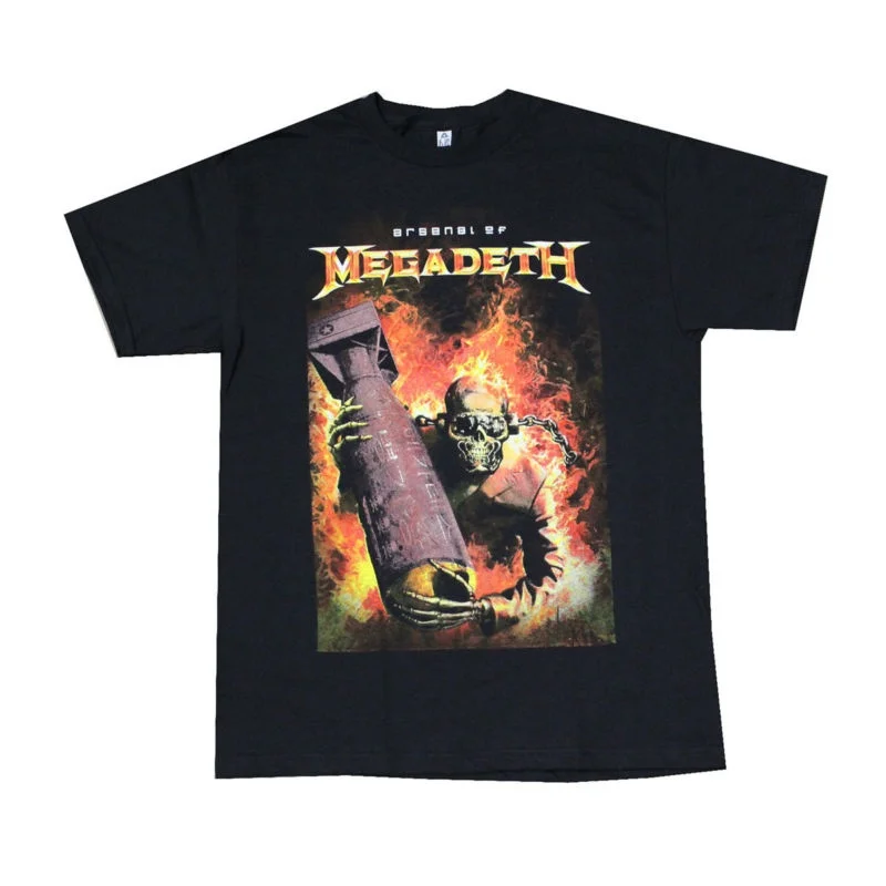 Топы с длинными рукавами футболка Homme Для мужчин коротким Megadeth Heavy Metal Rock Band мода