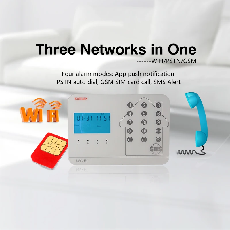KONLEN GSM Wifi сигнализация Охранная Домашняя Сигнализация PSTN проводка Беспроводная