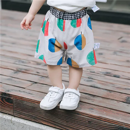 Gray shorts EnkeliBB/детские штаны и футболка для маленьких мальчиков г. Летние брендовые Стильные шорты Свободные повседневные шорты с рисунком яблока - Цвет: Gray shorts