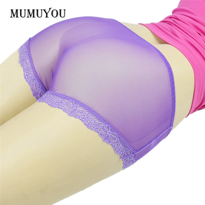 

3Pcs Womens Plus Size Sheer Briefs Underpants Sexy Transparent Lace Panties Mid-Rise Chinlon Mesh Multi Colors 204-664