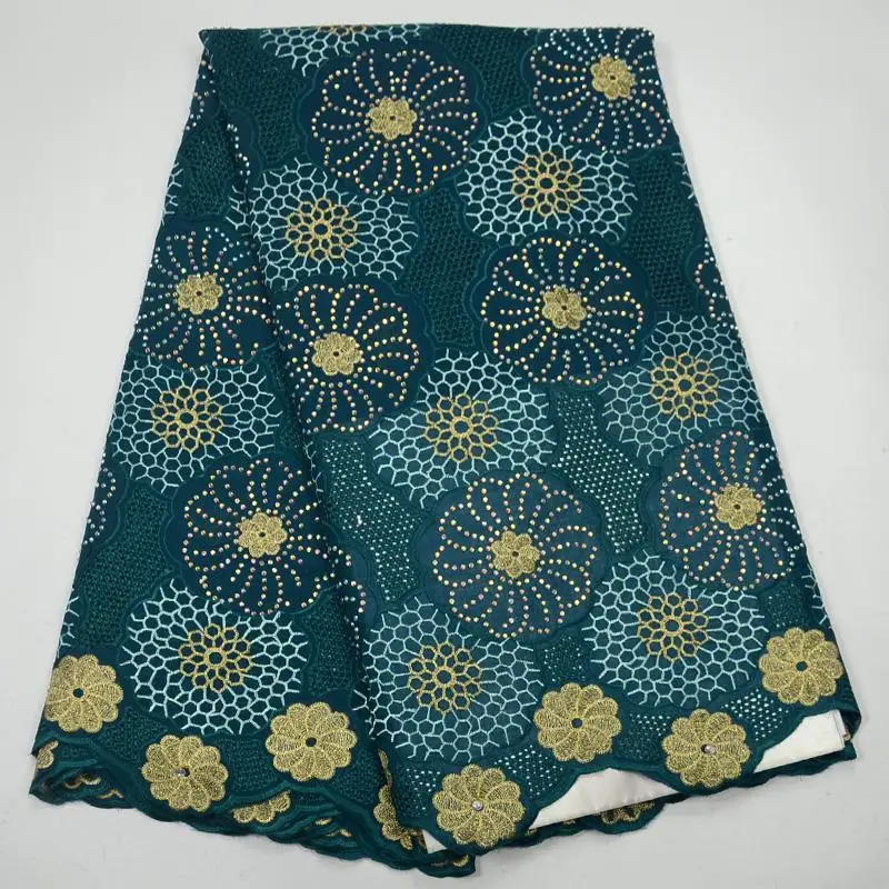 

Latest African Swiss Voile Dry Lace Fabric with stones High Quality Embroidery African Cotton Lace Fabric For Women TS6933